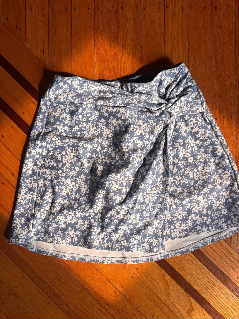 Gilly Hicks Blue Floral Skater Skirt with Waist Knot